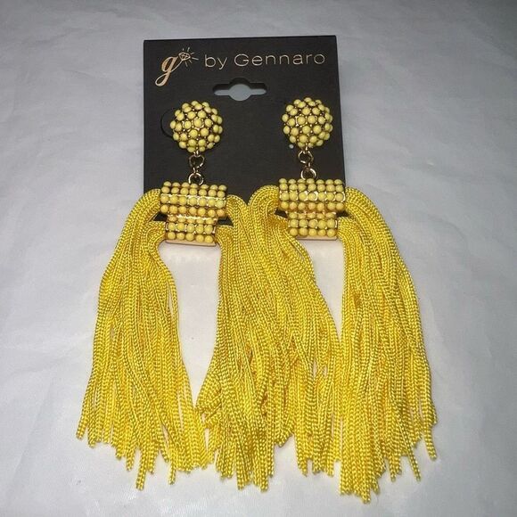 G by Gennaro Boho Bright Yellow Tassel Earrings - Picture 6 of 6